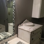 The bathroom and mirror